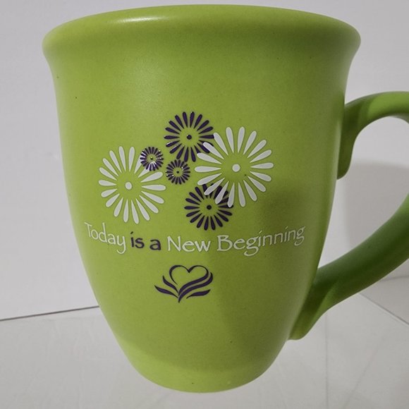 Green Coffee Mug Today Is A New Beginning Made in USA - Picture 5 of 8